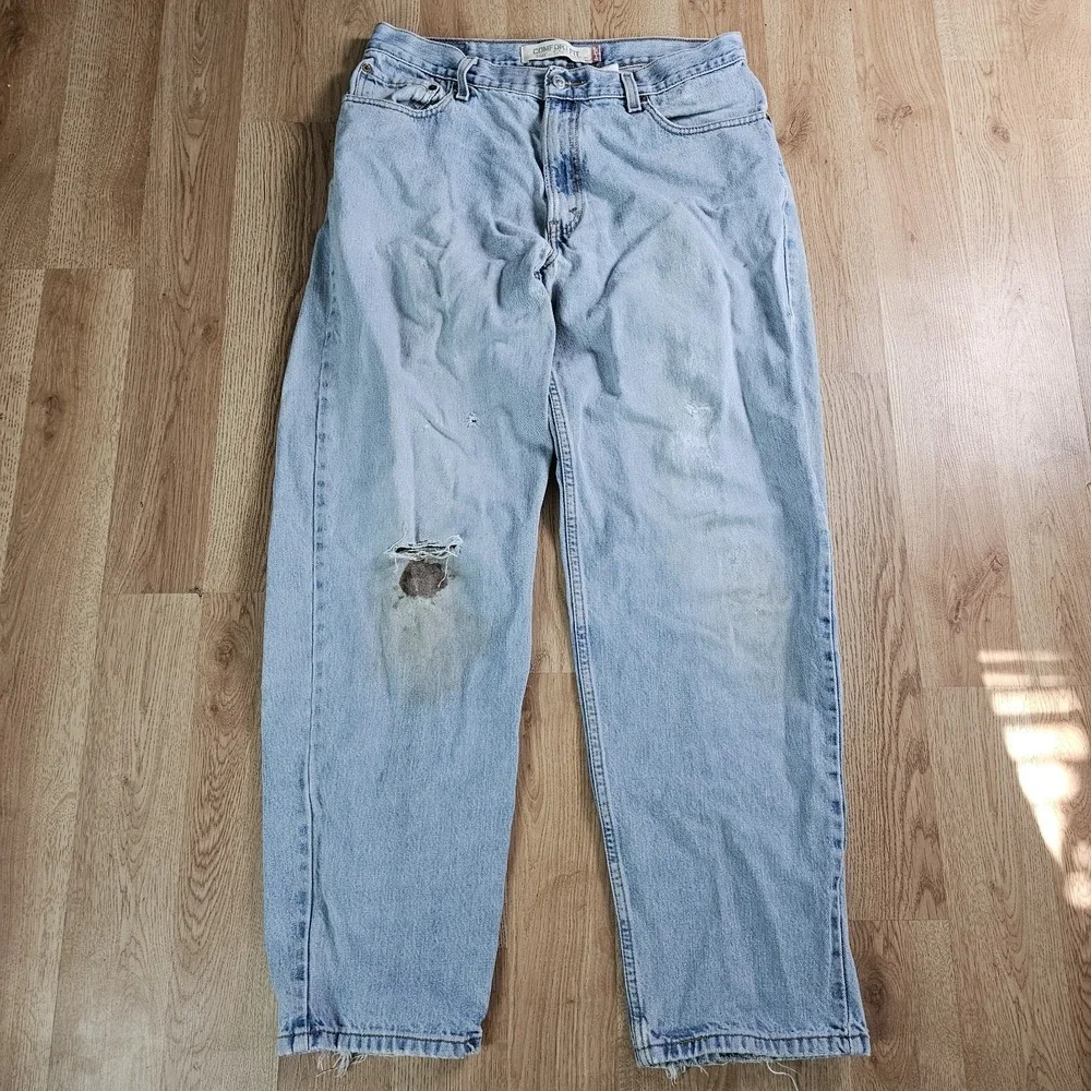 Levis 560 Comfort Fit Jeans Mens 36x34 Blue Denim Pants Y2K Baggy Distressed